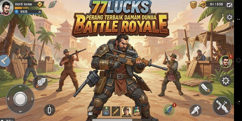 Tampilan menegangkan dari gameplay Battle Royale di 77LUCKS.
