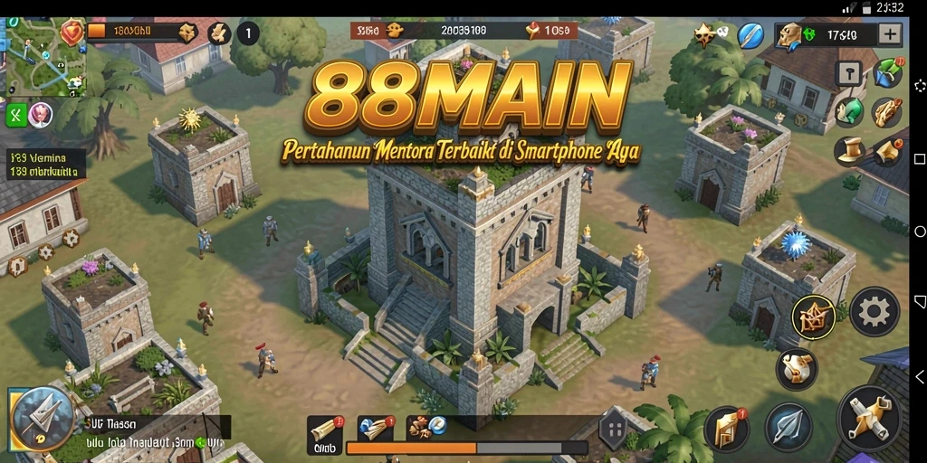 Tangkapan layar menunjukkan aksi gameplay menara pertahanan yang seru.