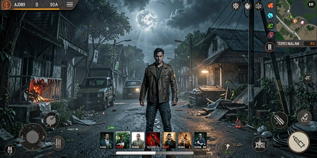 Screenshot utama AJO89 menampilkan momen menakutkan saat menjelajahi ruang gelap.