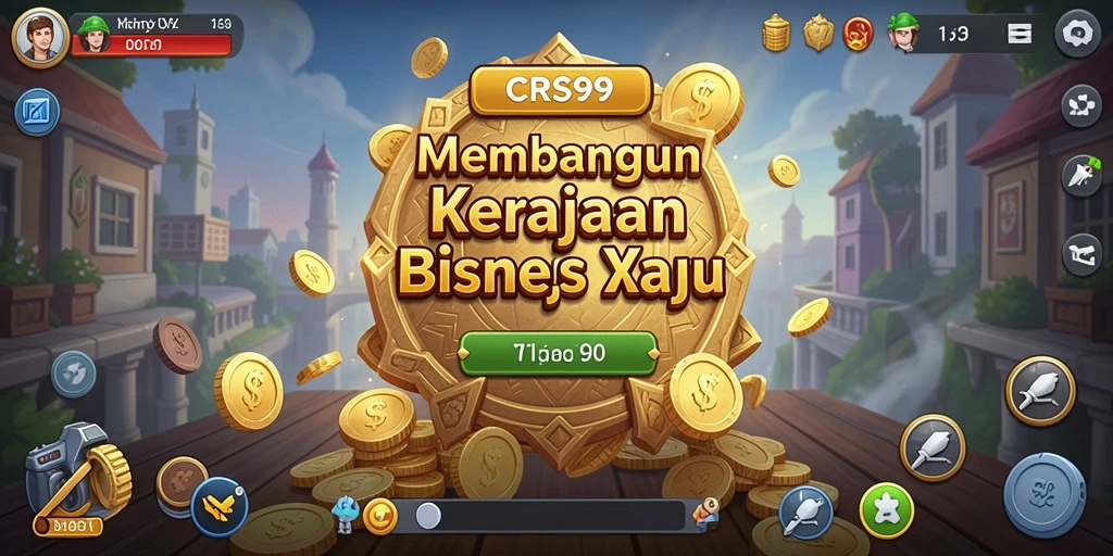 Screenshot utama menampilkan gameplay seru dari <strong>CRS99</strong> yang melibatkan pengelolaan bisnis.