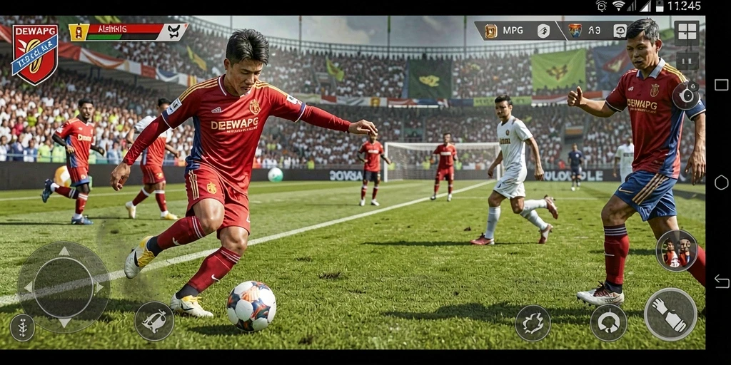 Screenshot gameplay DEWAPG menampilkan momen seru di lapangan.