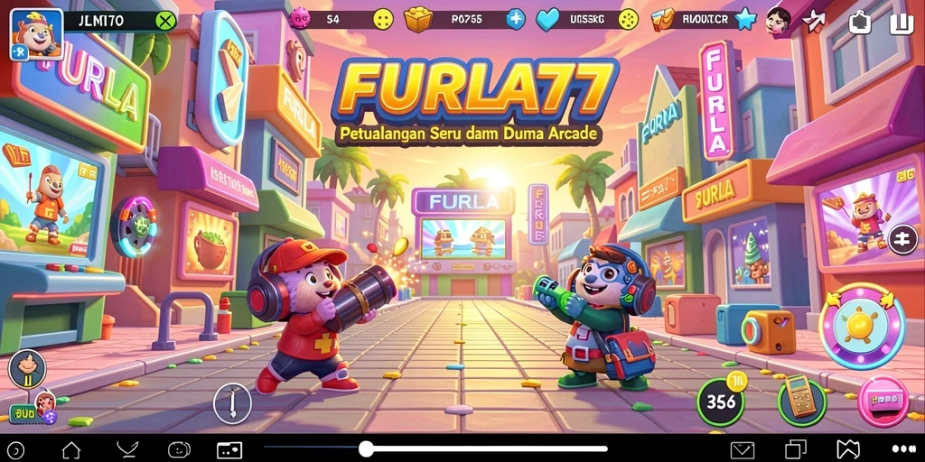 Tangkapan layar utama FURLA77 menampilkan aksi seru dalam permainan Arcade.