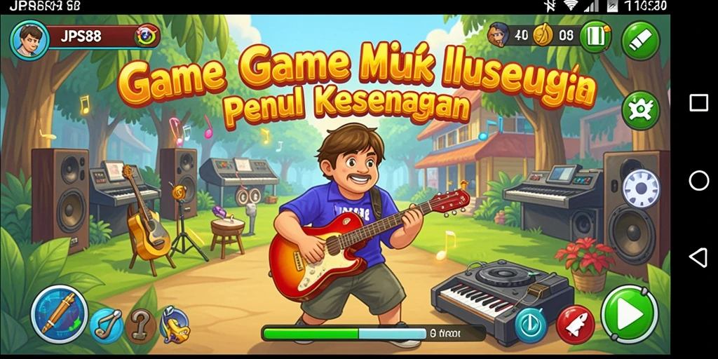 Tangkapan layar utama JPS88 menampilkan gameplay seru dengan musik yang memikat.