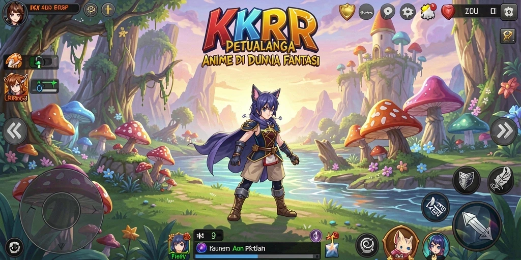 Tampilan gameplay KKRP yang menarik dengan karakter Anime.