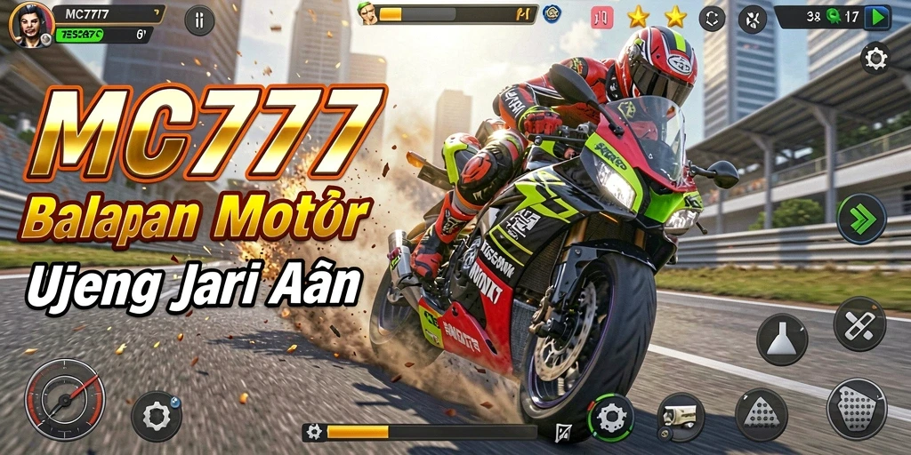 Tampilan gameplay <strong>MC777</strong> yang penuh aksi dengan balapan motor yang seru.
