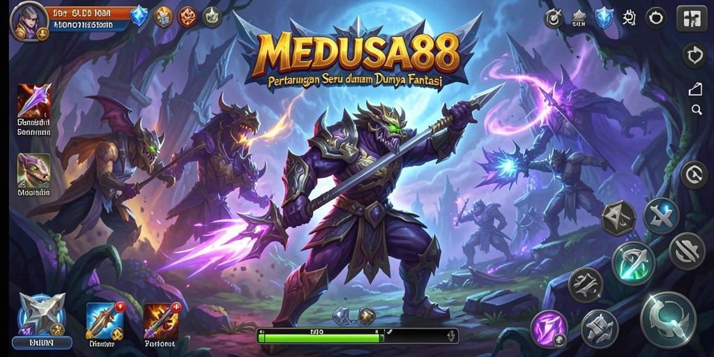 Gameplay seru dalam MEDUSA88 dengan karakter bertarung.