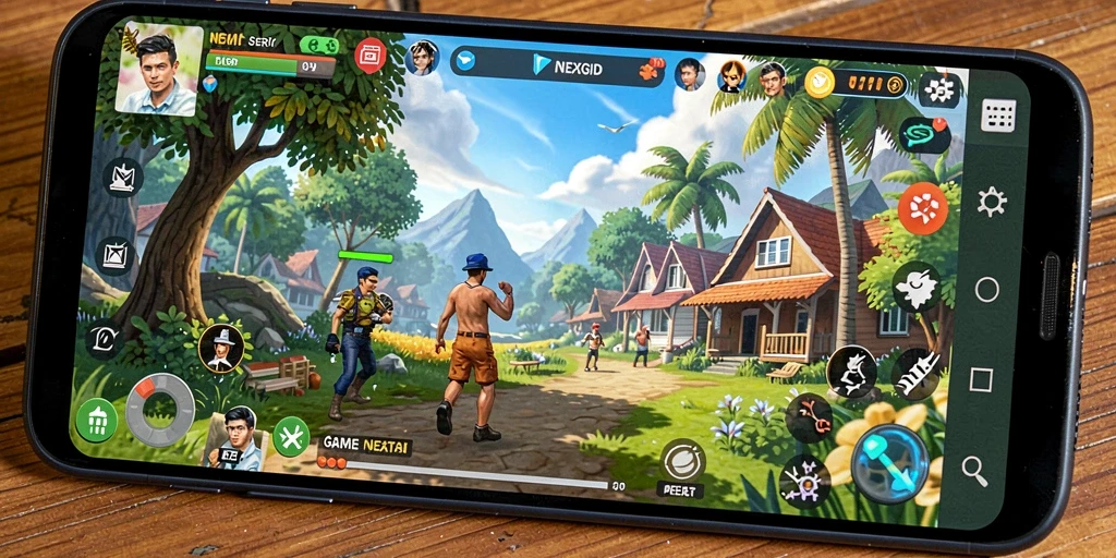 Tampilan gameplay seru dari NEXGID yang penuh warna.