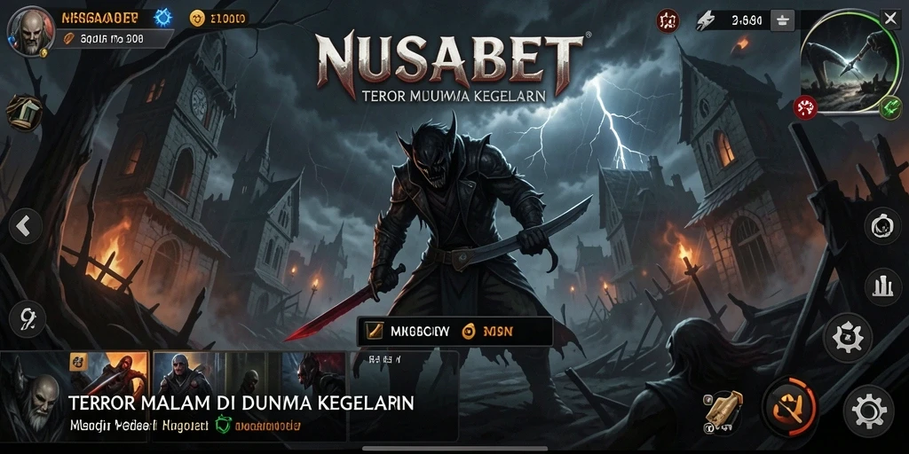 Tampilan gameplay NUSABET dengan suasana horor yang mencekam.