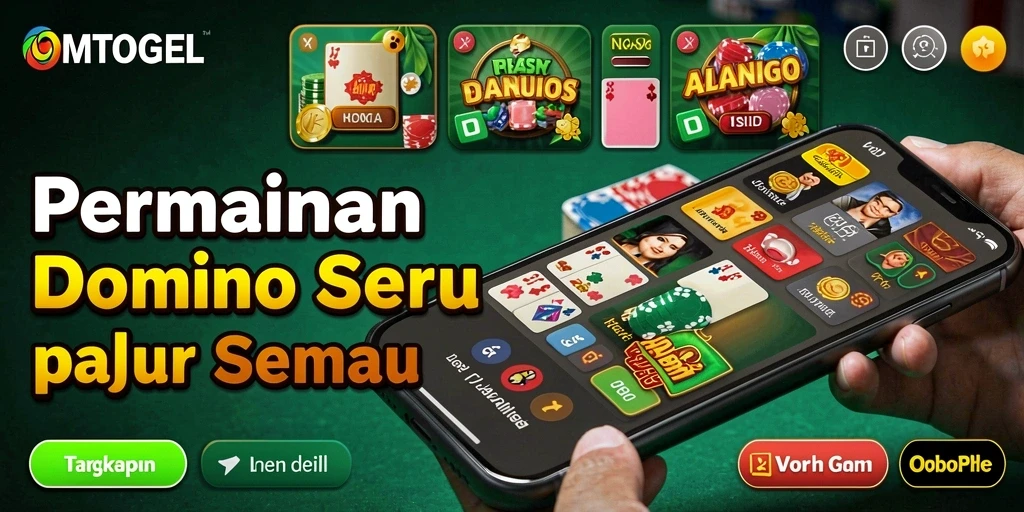 Screenshot gameplay OMTOGEL menampilkan aksi seru di meja Domino.
