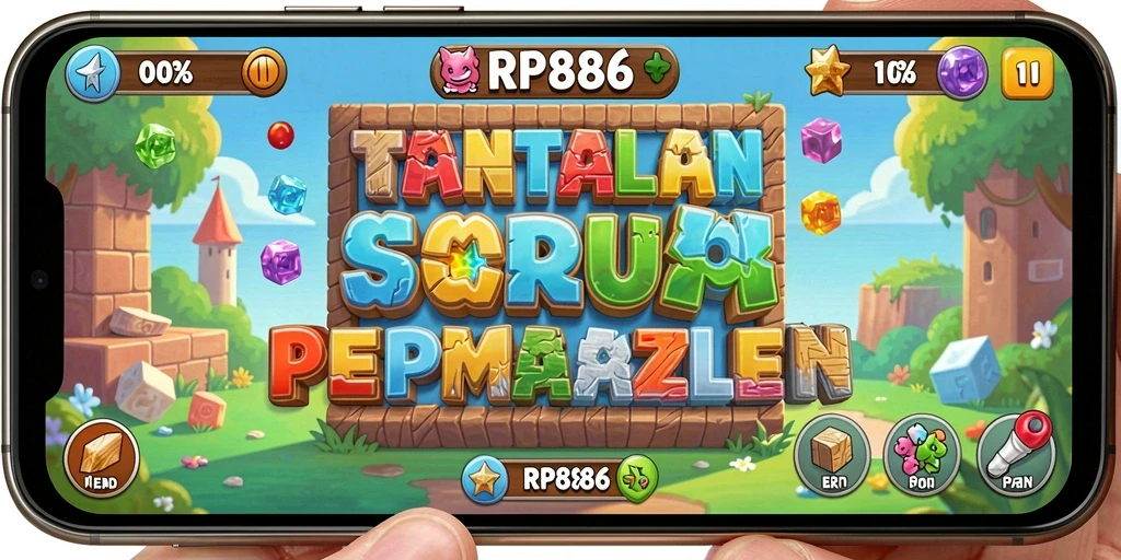 Tangkapan layar RP886 menunjukkan aksi seru dalam menyelesaikan puzzle.